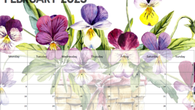 Birth Flowers Calendar February 2023 - Free to Print