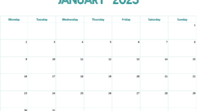 Plain Wall Planner January 2023 - Free to Print