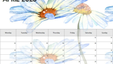 Birth Flowers Printable Calendar - April 2023