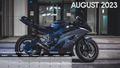 Motorcycles Printable Calendar - August 2023