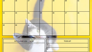 Cats Planner - January 2024 - Free to Print