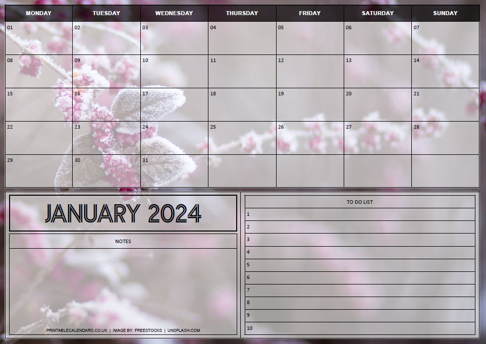 Seasons Planner - January 2024 - Free to Print
