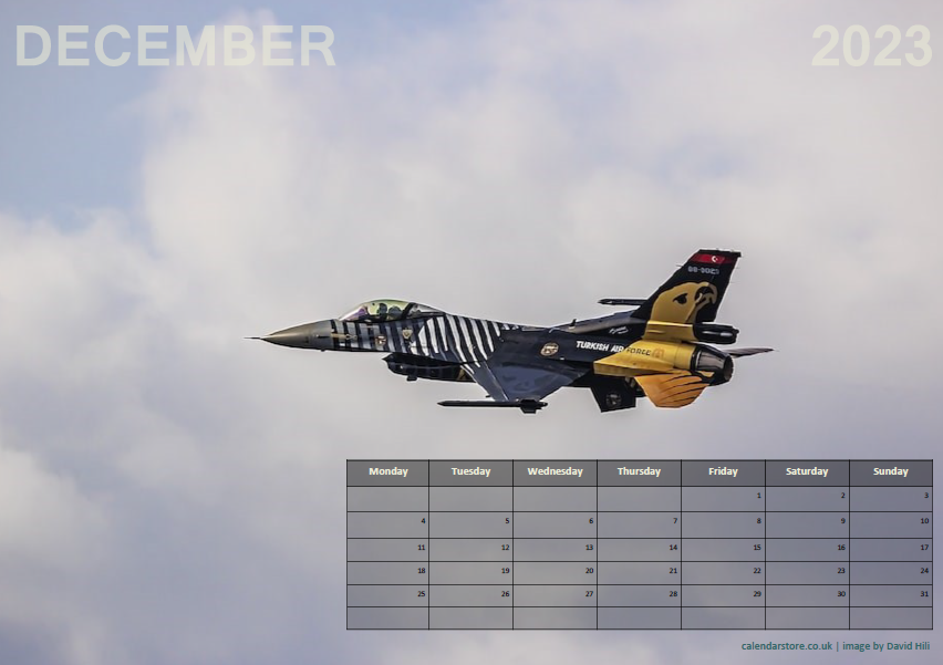 Fast Jets Calendar - December 2023 - Free to Print