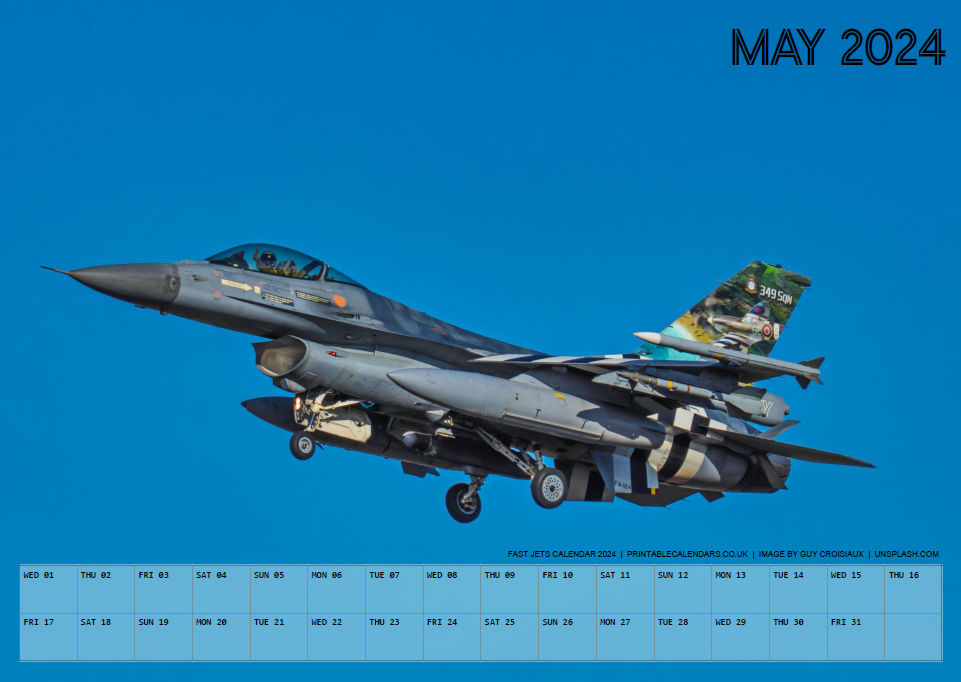 Fast Jets Calendar - May 2024 - Free to Print