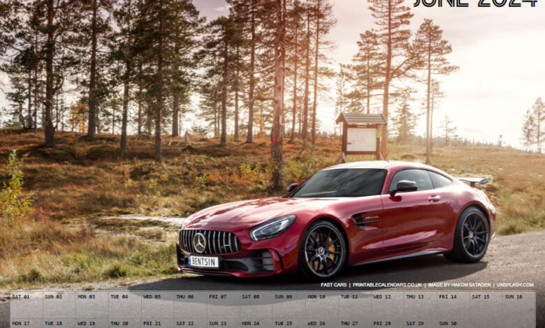 Fast Cars Calendar - June 2024